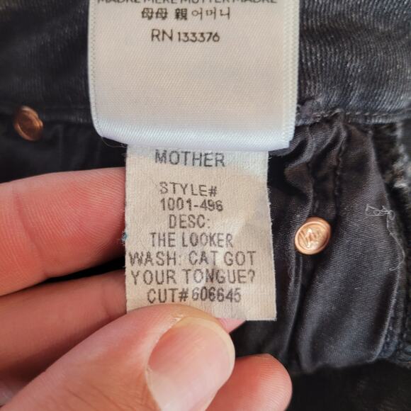 Mother The Looker Jeans Womens 24 Black Dark Wash Cat Got Your Tongue Denim - Picture 12 of 14